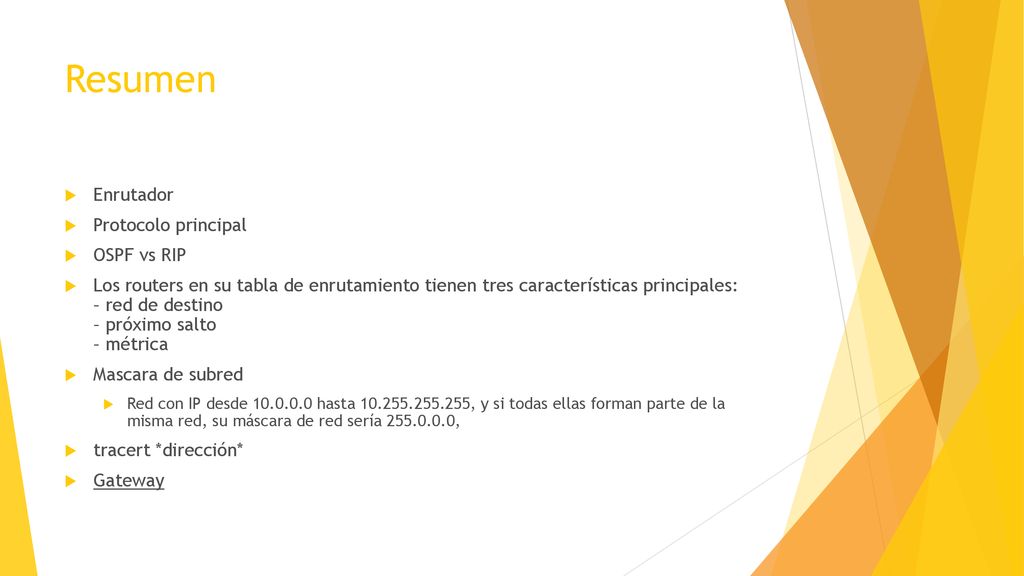 Resumen Enrutador Protocolo principal OSPF vs RIP