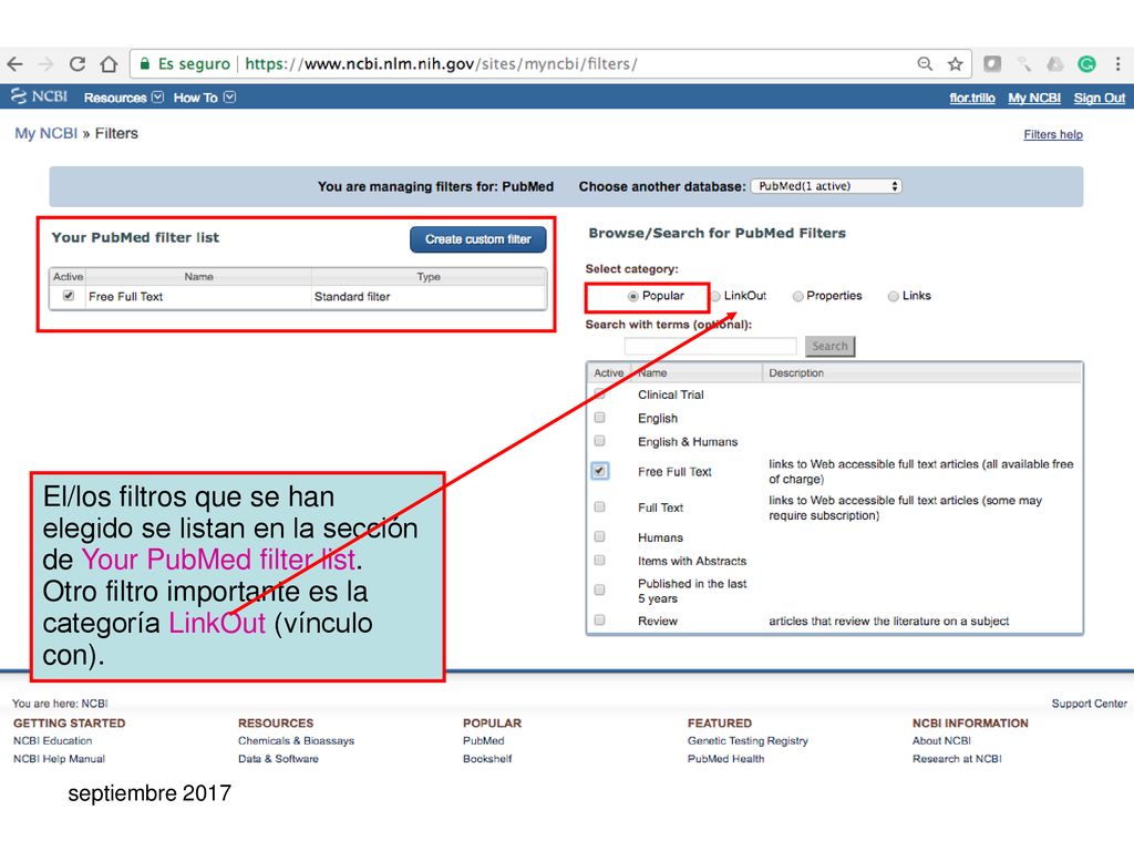 Otro filtro importante es la categoría LinkOut (vínculo con).