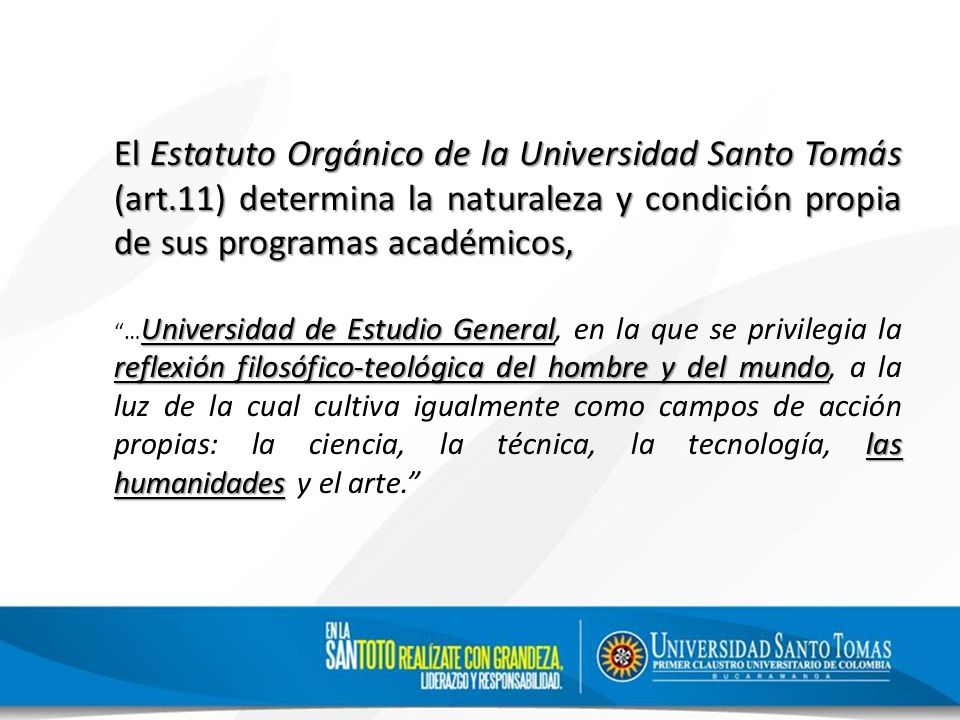 El Estatuto Orgánico de la Universidad Santo Tomás (art