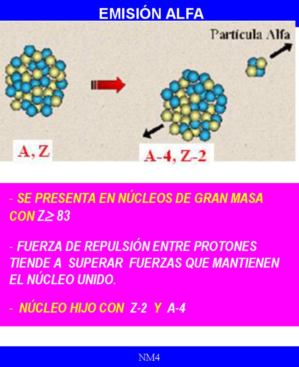 SE PRESENTA EN NÚCLEOS DE GRAN MASA CON Z 83