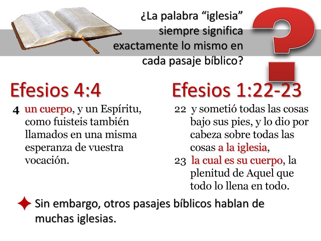 ¿La palabra iglesia siempre significa exactamente lo mismo en cada pasaje bíblico Efesios 4:4.