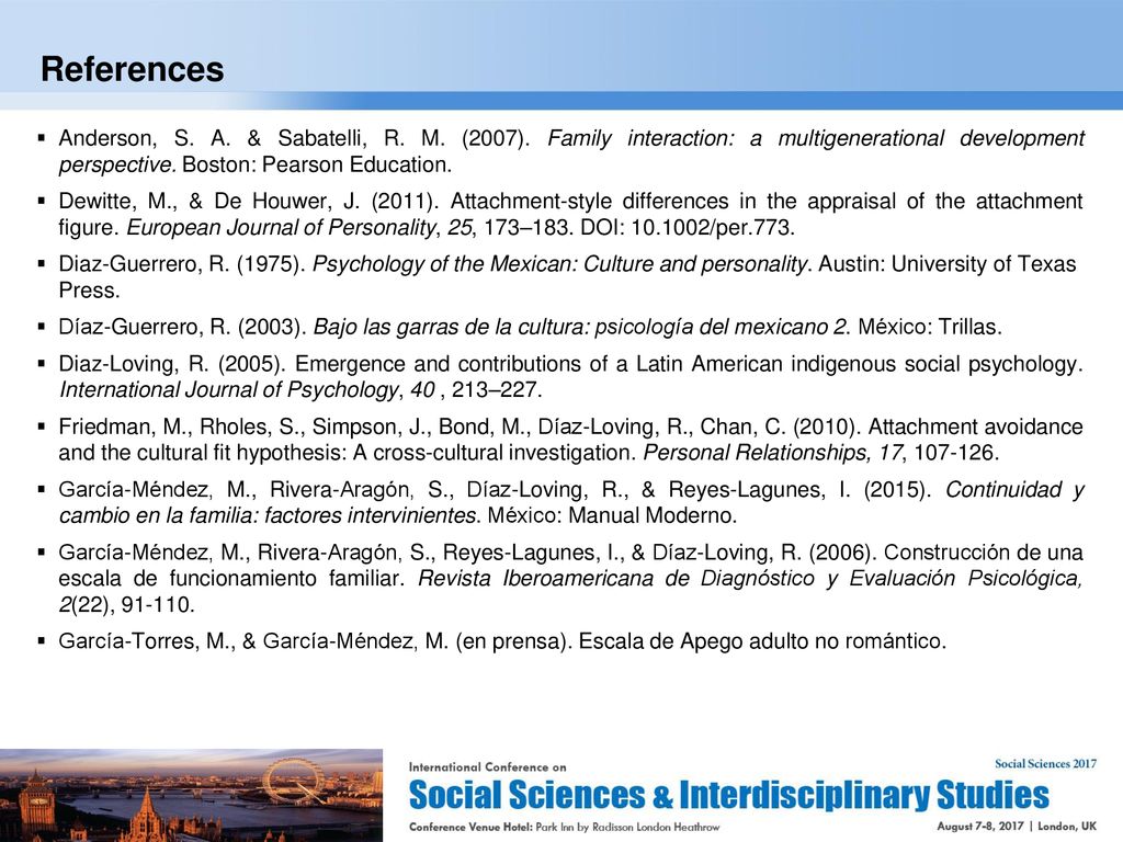 References Anderson, S. A. & Sabatelli, R. M. (2007). Family interaction: a multigenerational development perspective. Boston: Pearson Education.