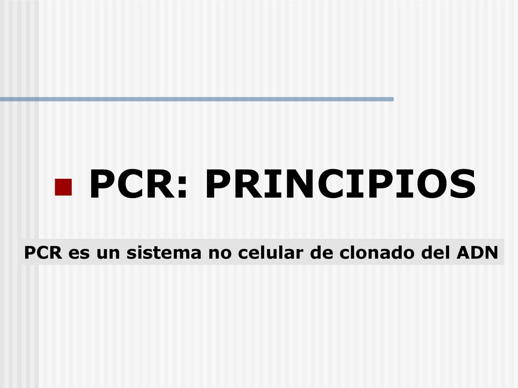 PCR: PRINCIPIOS PCR es un sistema no celular de clonado del ADN