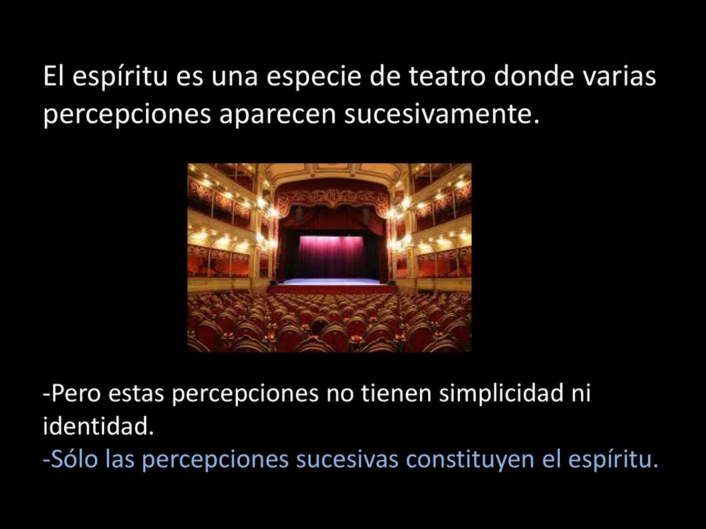 El espíritu es una especie de teatro donde varias percepciones aparecen sucesivamente.