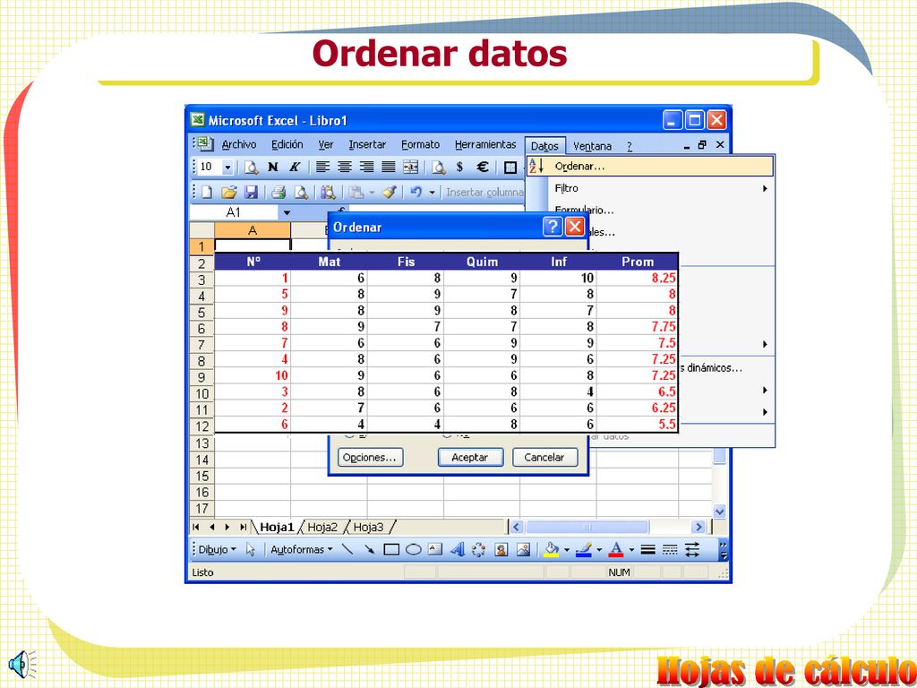 Ordenar datos