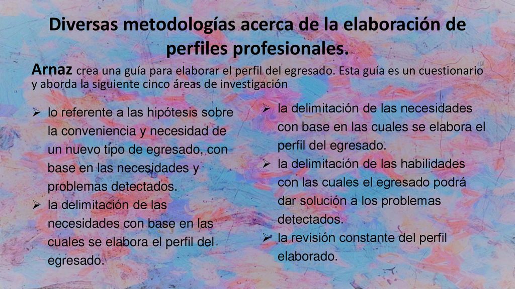 Diversas metodologías acerca de la elaboración de perfiles profesionales.