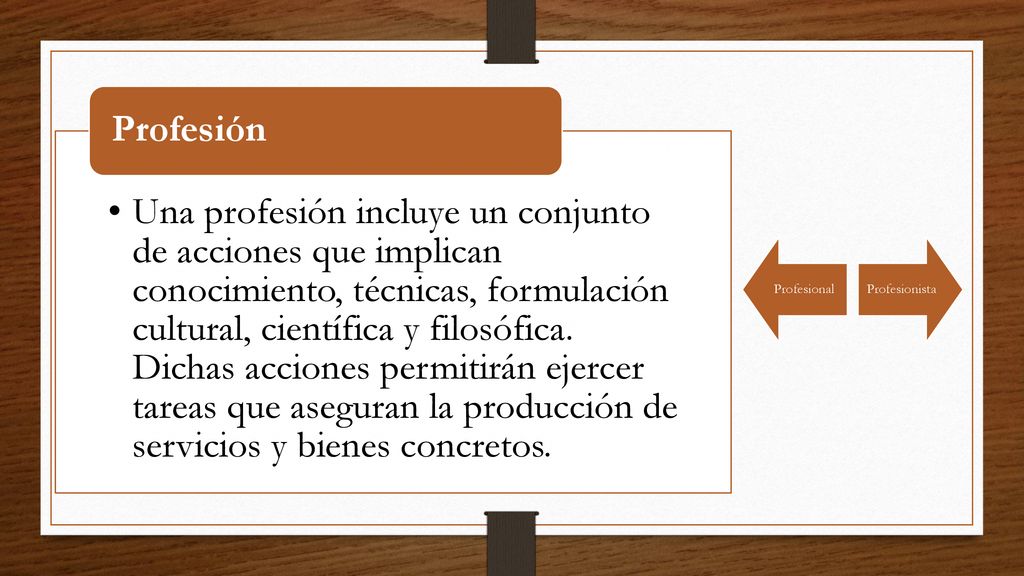 Una profesión incluye un conjunto de acciones que implican conocimiento, técnicas, formulación cultural, científica y filosófica. Dichas acciones permitirán ejercer tareas que aseguran la producción de servicios y bienes concretos.