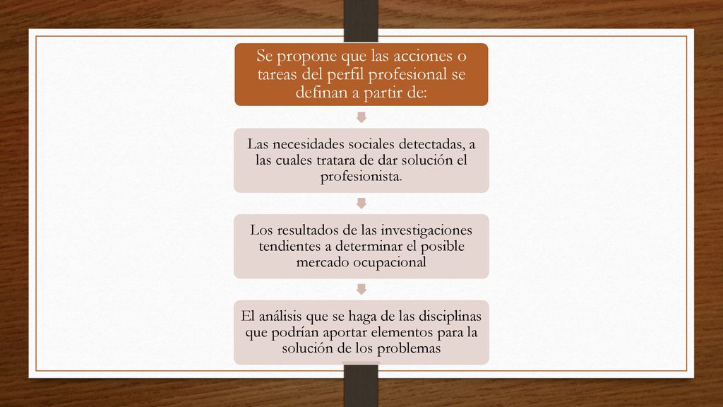 Se propone que las acciones o tareas del perfil profesional se definan a partir de: