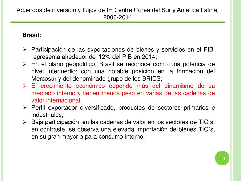 Acuerdos de inversión y flujos de IED entre Corea del Sur y América Latina,