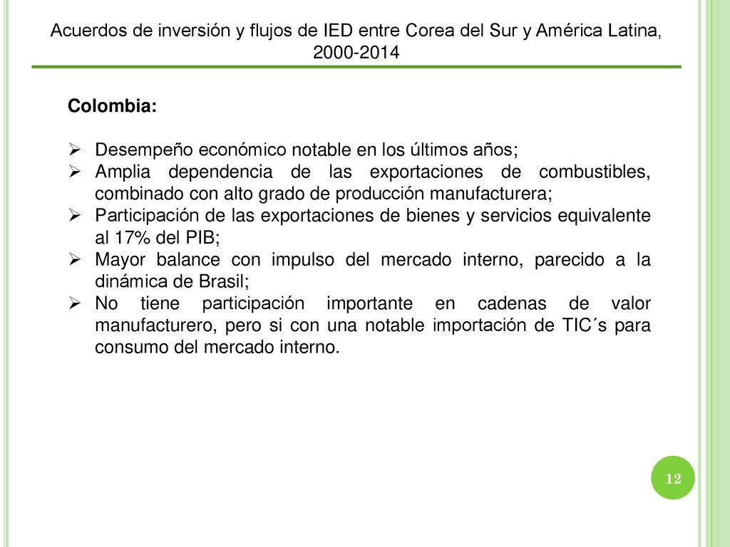 Acuerdos de inversión y flujos de IED entre Corea del Sur y América Latina,