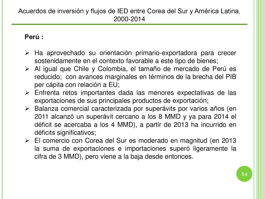 Acuerdos de inversión y flujos de IED entre Corea del Sur y América Latina,