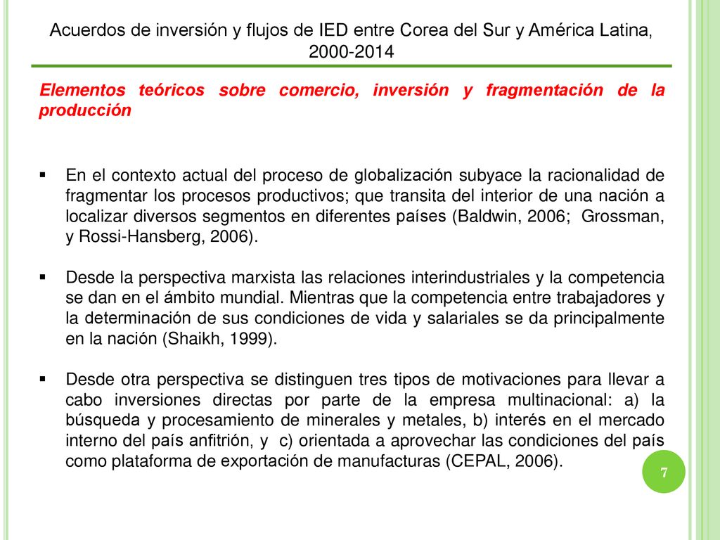 Acuerdos de inversión y flujos de IED entre Corea del Sur y América Latina,