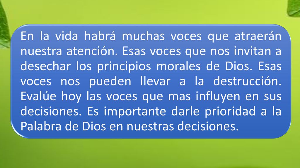 En la vida habrá muchas voces que atraerán nuestra atención