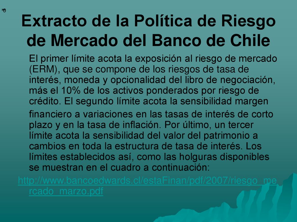Extracto de la Política de Riesgo de Mercado del Banco de Chile
