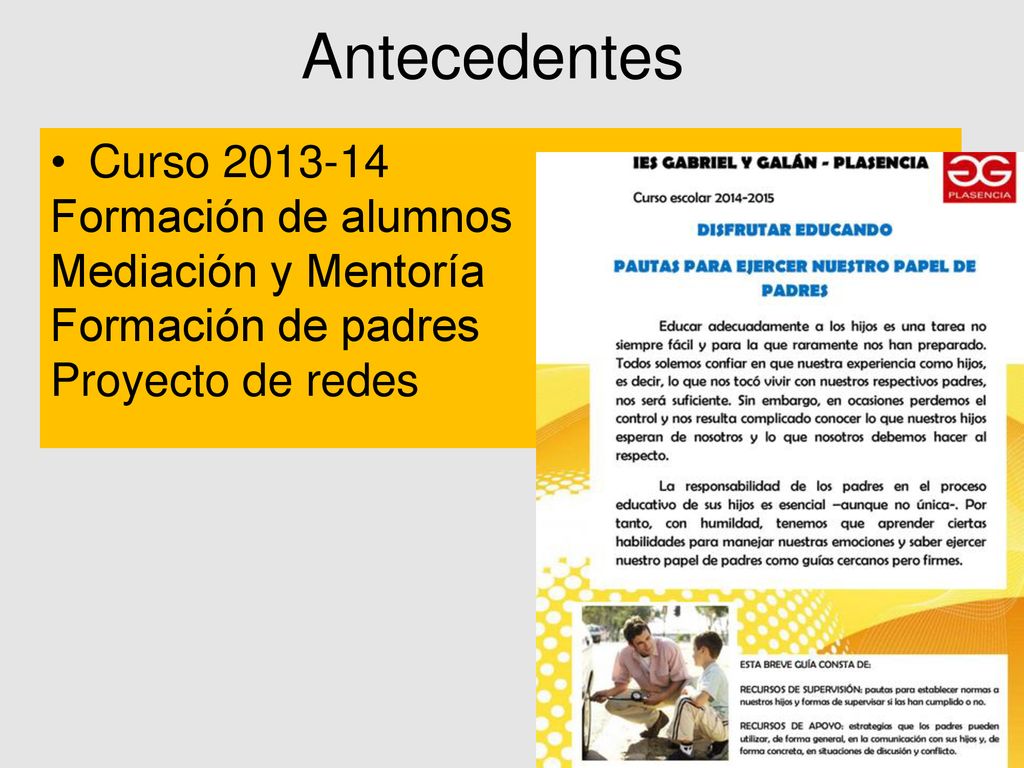 Antecedentes Curso Formación de alumnos Mediación y Mentoría