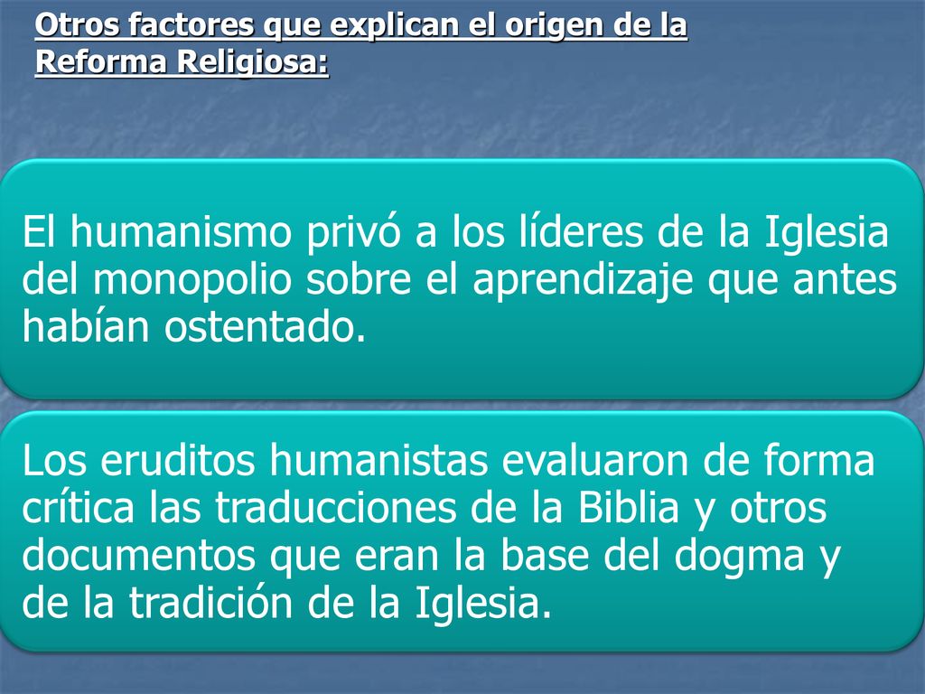 Otros factores que explican el origen de la Reforma Religiosa: