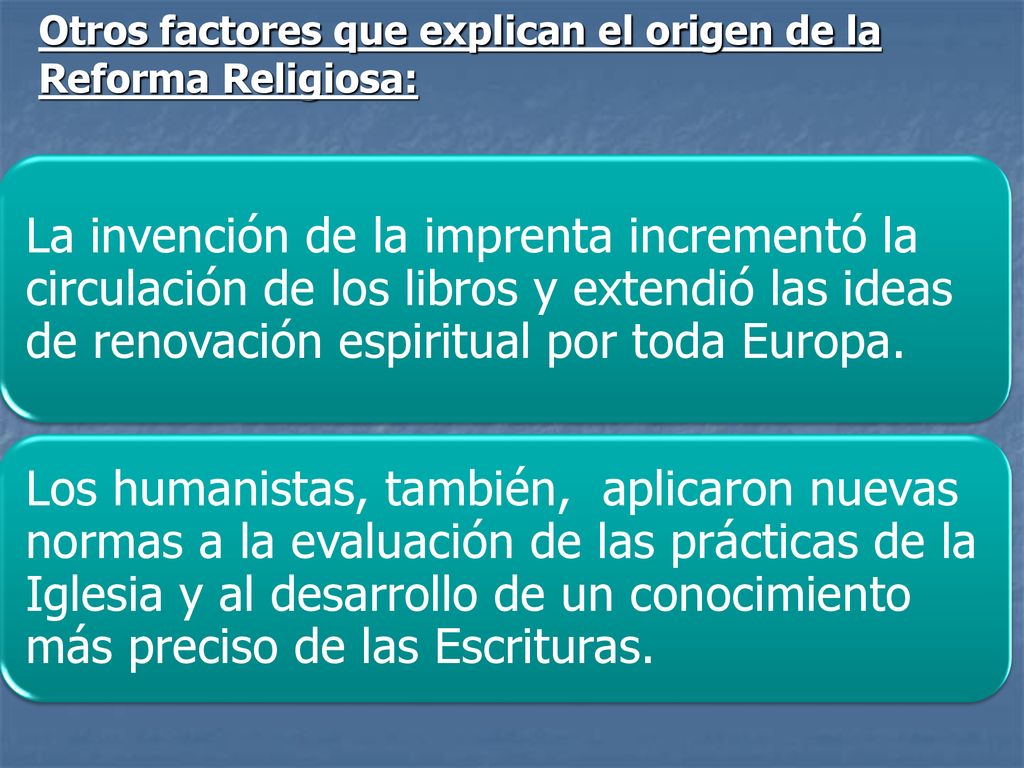 Otros factores que explican el origen de la Reforma Religiosa: