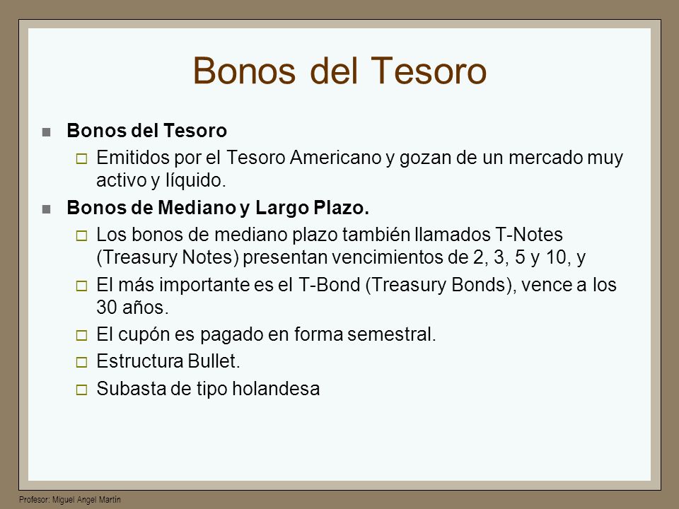 Bonos del Tesoro Bonos del Tesoro