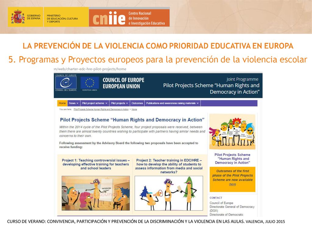 5. Programas y Proyectos europeos para la prevención de la violencia escolar