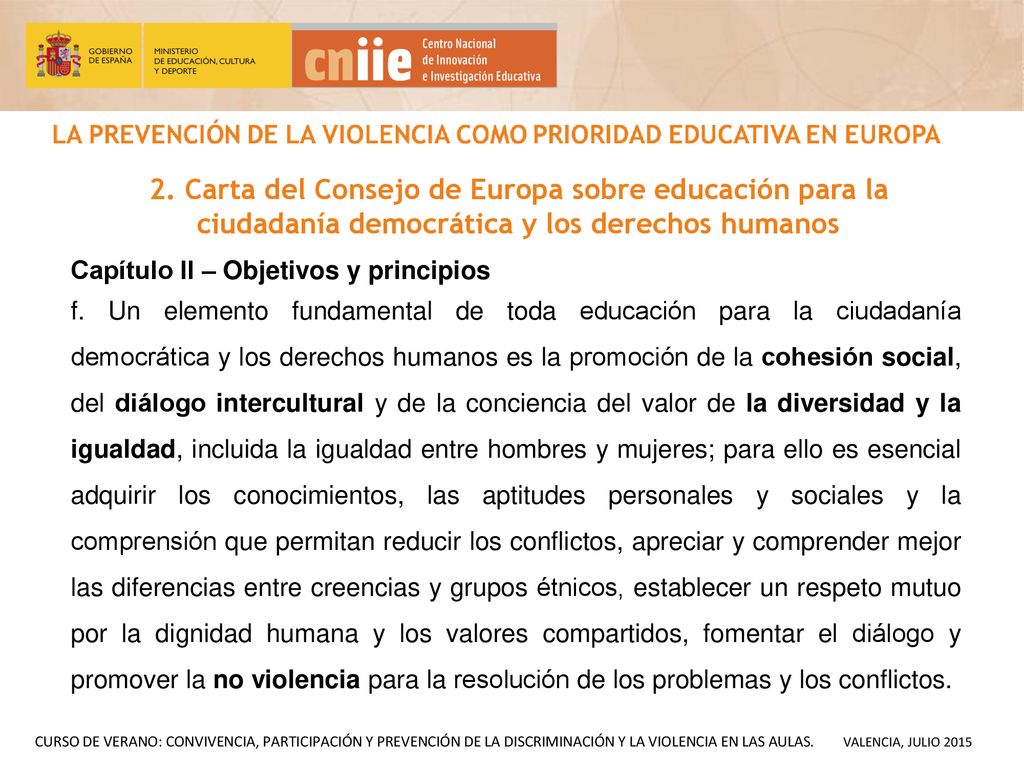 2. Carta del Consejo de Europa sobre educación para la