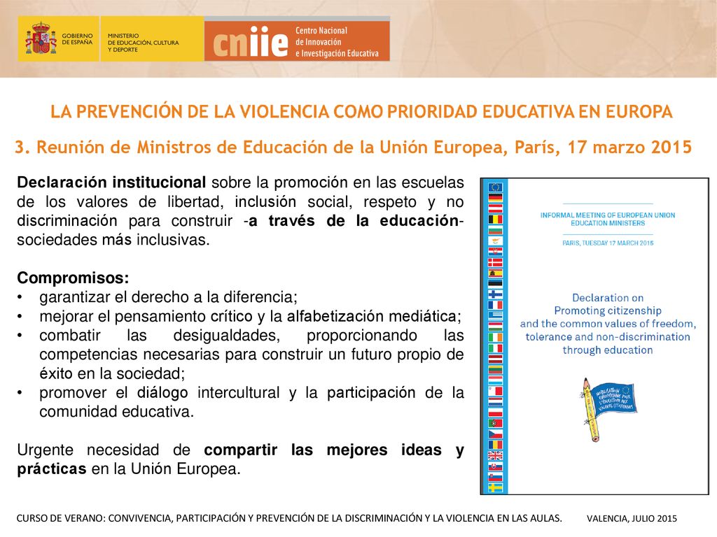 3. Reunión de Ministros de Educación de la Unión Europea, París, 17 marzo 2015