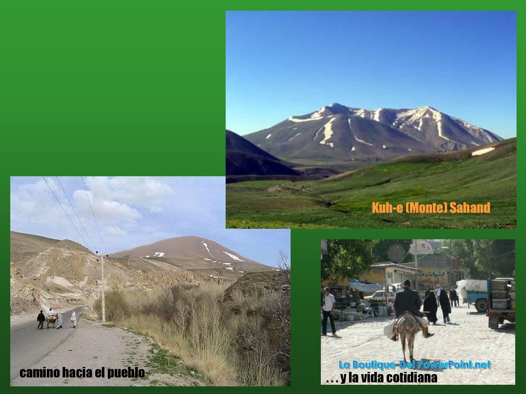 Kuh-e (Monte) Sahand camino hacia el pueblo y la vida cotidiana