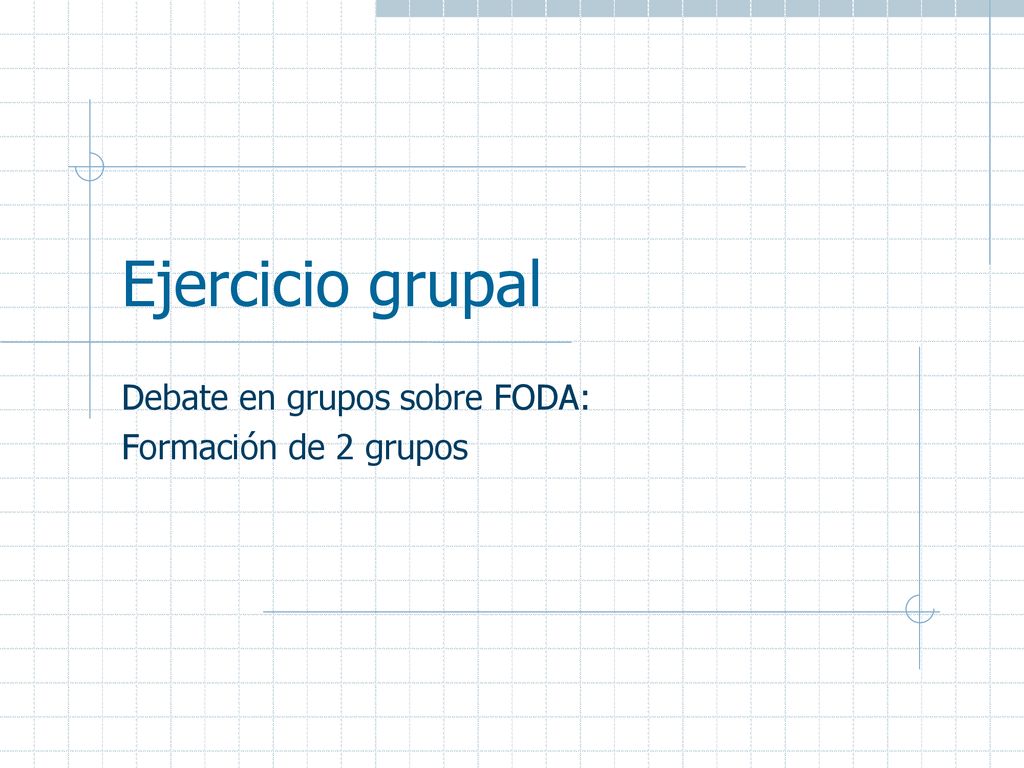 Debate en grupos sobre FODA: Formación de 2 grupos
