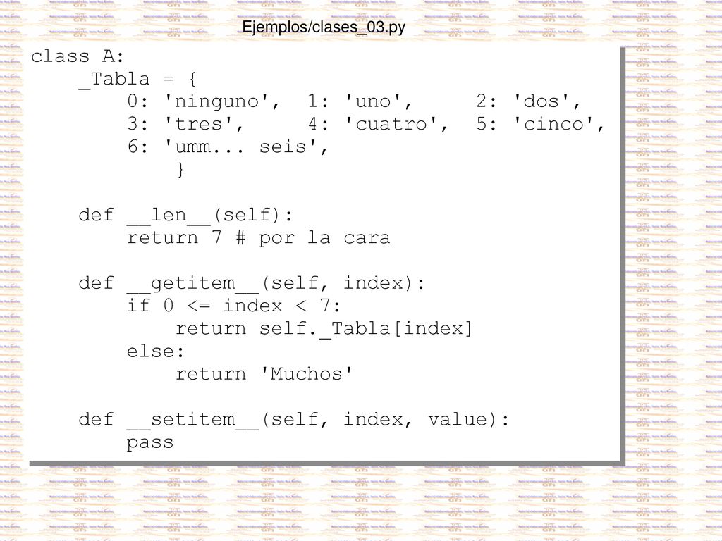 def __getitem__(self, index): if 0 <= index < 7: