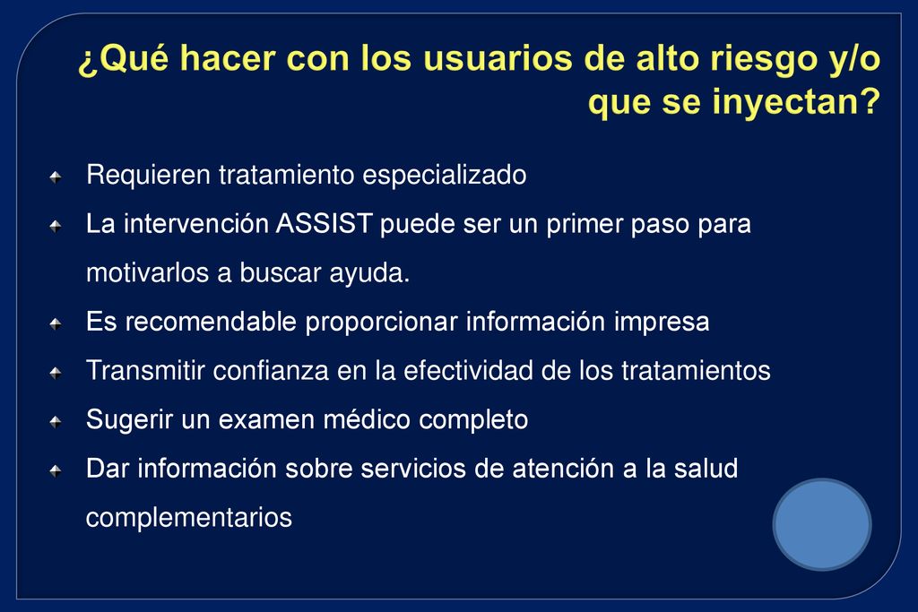 ¿Qué hacer con los usuarios de alto riesgo y/o que se inyectan