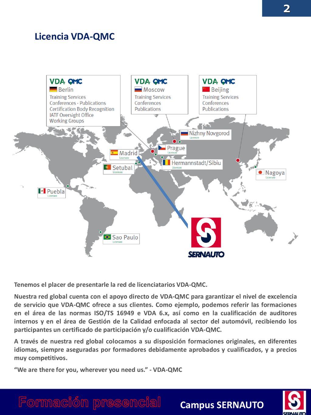 Licencia VDA-QMC Tenemos el placer de presentarle la red de licenciatarios VDA-QMC.