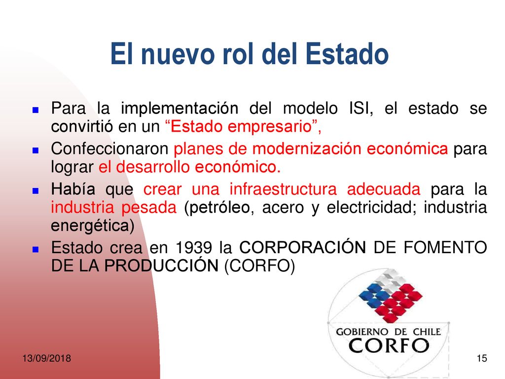 El nuevo rol del Estado Para la implementación del modelo ISI, el estado se convirtió en un Estado empresario ,