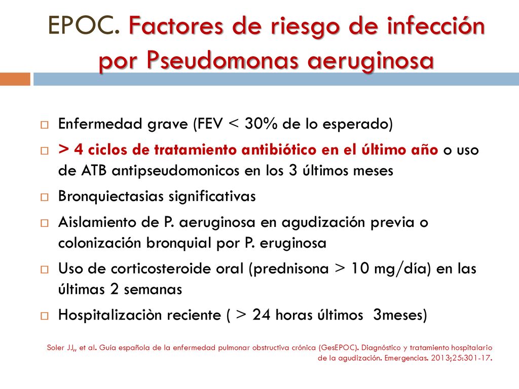 EPOC. Factores de riesgo de infección por Pseudomonas aeruginosa