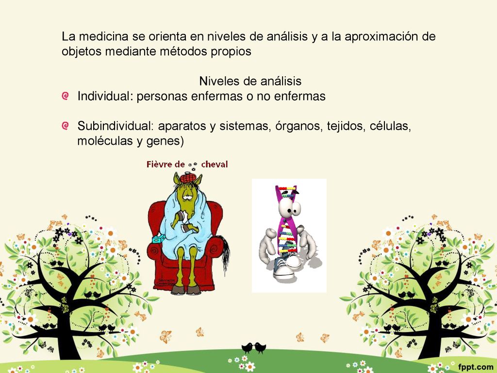 La medicina se orienta en niveles de análisis y a la aproximación de objetos mediante métodos propios