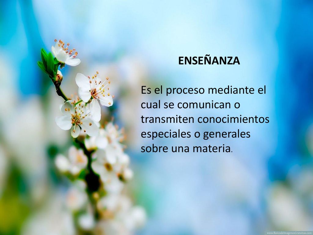 ENSEÑANZA Es el proceso mediante el cual se comunican o transmiten conocimientos especiales o generales sobre una materia.