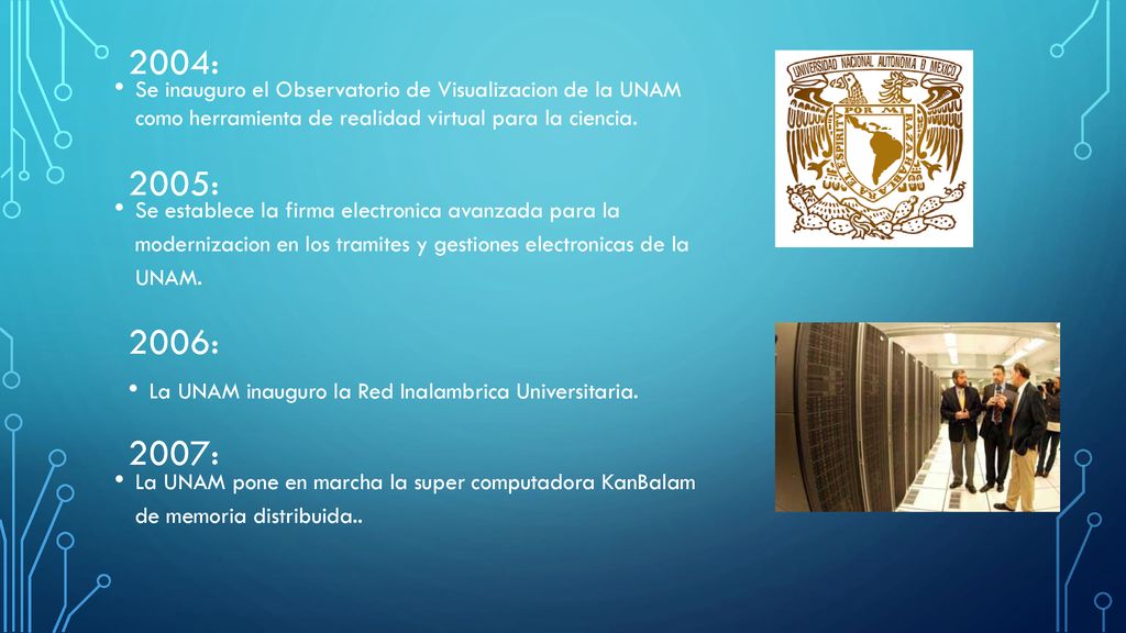 2004: Se inauguro el Observatorio de Visualizacion de la UNAM como herramienta de realidad virtual para la ciencia.
