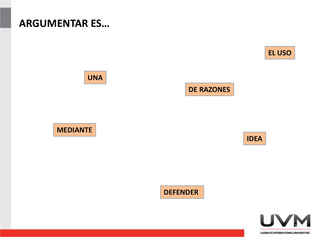 ARGUMENTAR ES… EL USO UNA DE RAZONES MEDIANTE IDEA DEFENDER