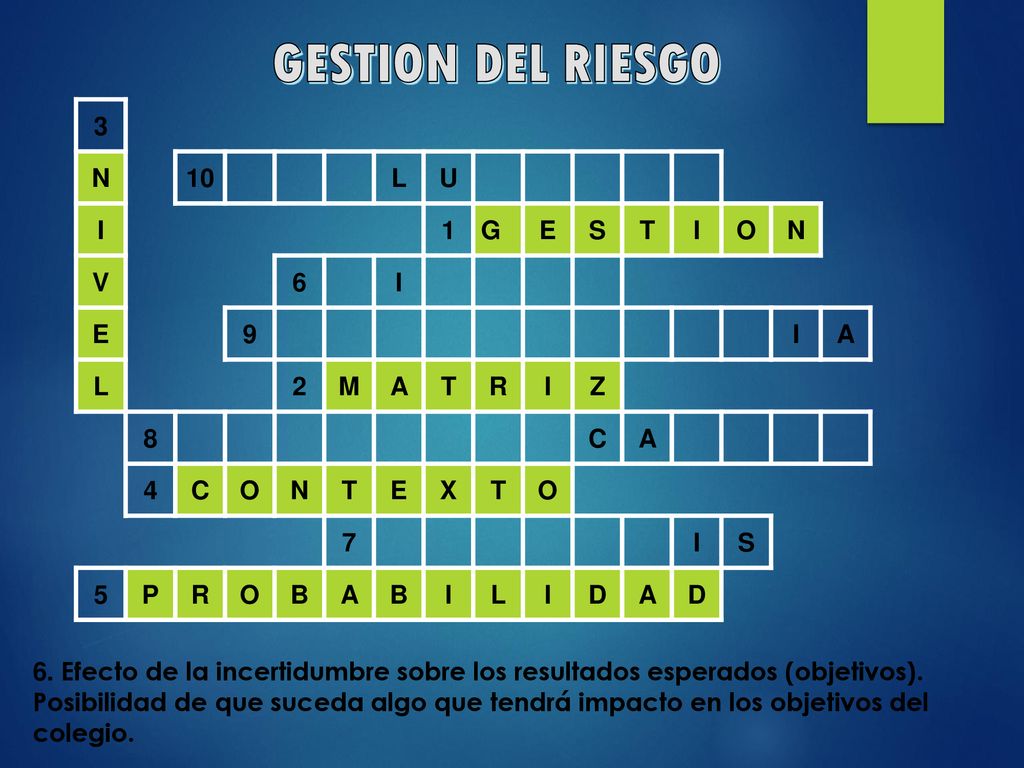 GESTION DEL RIESGO 3 N 10 L U I 1 G E S T O V 6 9 A 2 M R Z 8 C 4 X 7