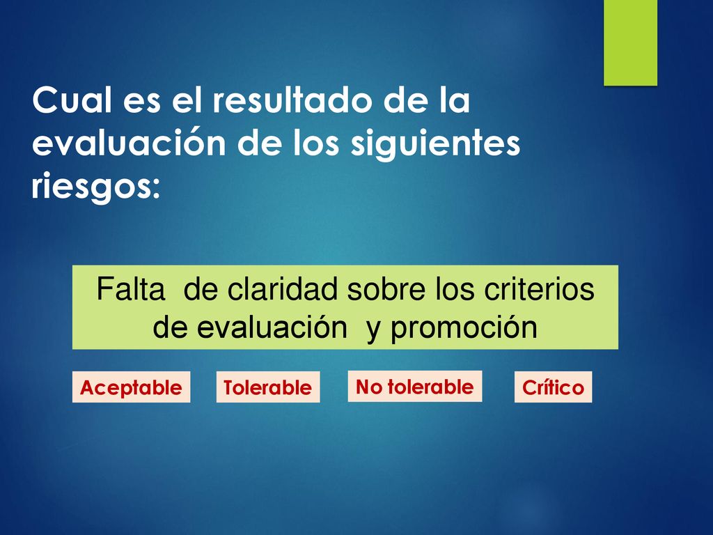 Falta de claridad sobre los criterios de evaluación y promoción