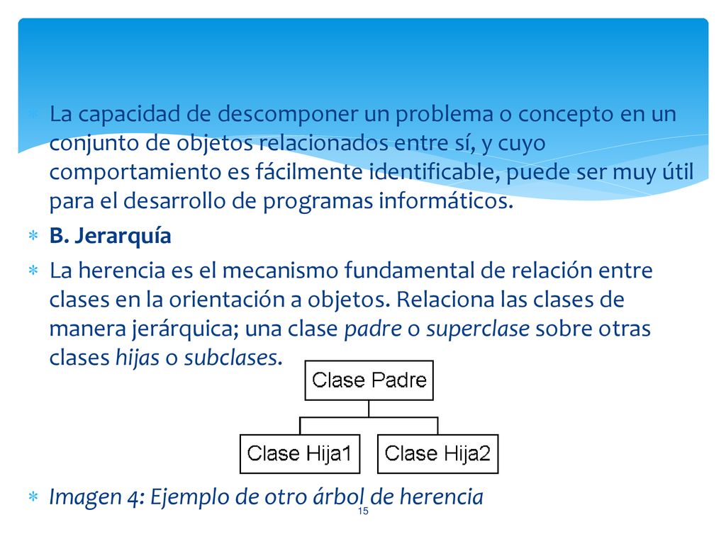 La capacidad de descomponer un problema o concepto en un conjunto de objetos relacionados entre sí, y cuyo comportamiento es fácilmente identificable, puede ser muy útil para el desarrollo de programas informáticos.