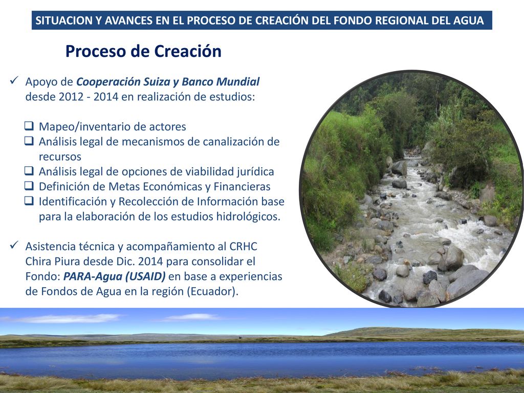 SITUACION Y AVANCES EN EL PROCESO DE CREACIÓN DEL FONDO REGIONAL DEL AGUA