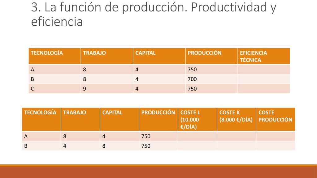 3. La función de producción. Productividad y eficiencia