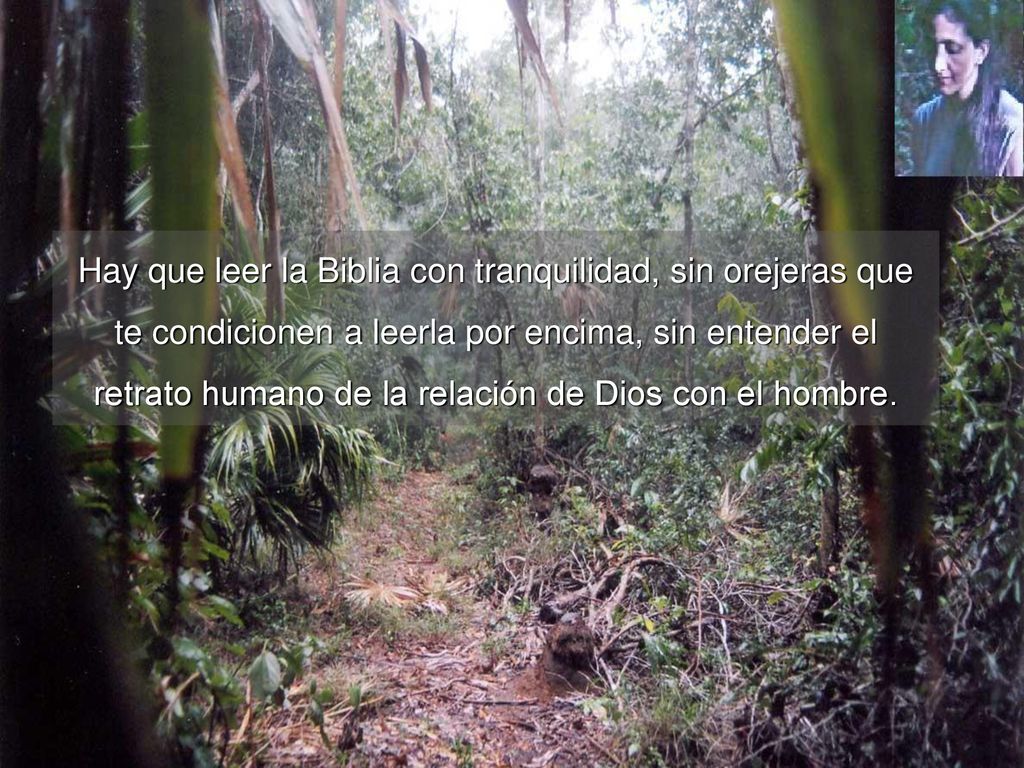 Hay que leer la Biblia con tranquilidad, sin orejeras que te condicionen a leerla por encima, sin entender el retrato humano de la relación de Dios con el hombre.