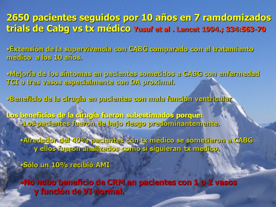 2650 pacientes seguidos por 10 años en 7 ramdomizados