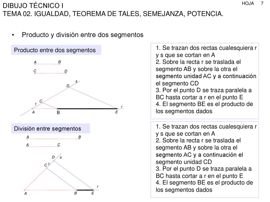 Producto y división entre dos segmentos