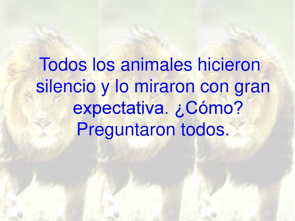 Todos los animales hicieron silencio y lo miraron con gran expectativa