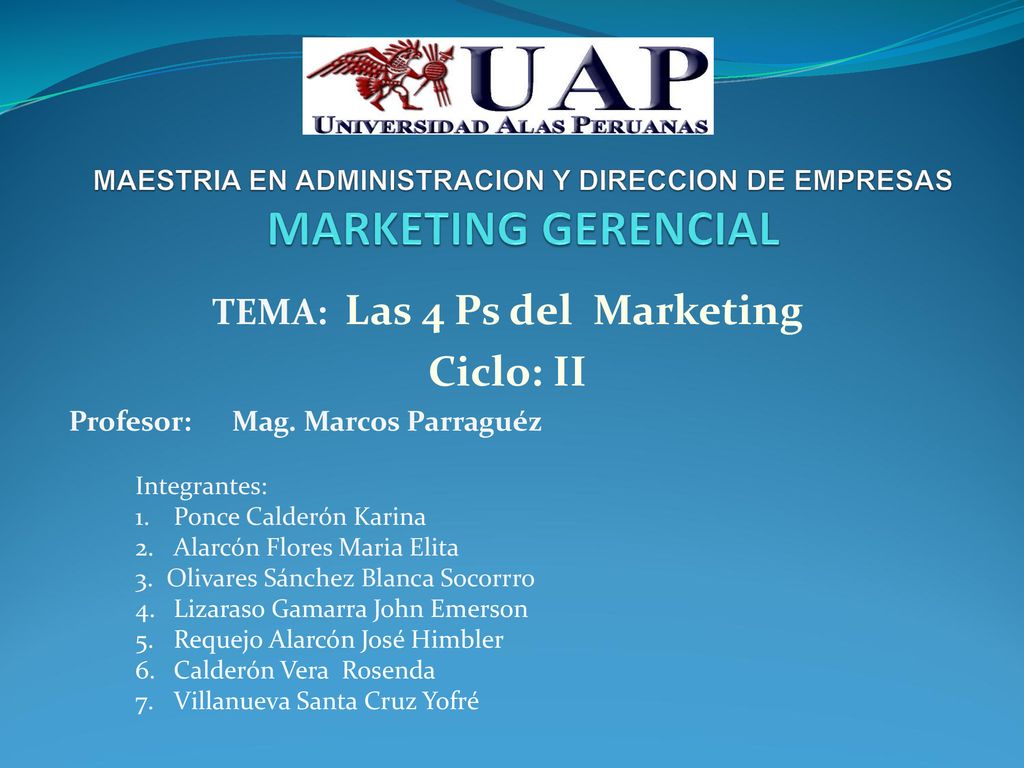 MAESTRIA EN ADMINISTRACION Y DIRECCION DE EMPRESAS MARKETING GERENCIAL