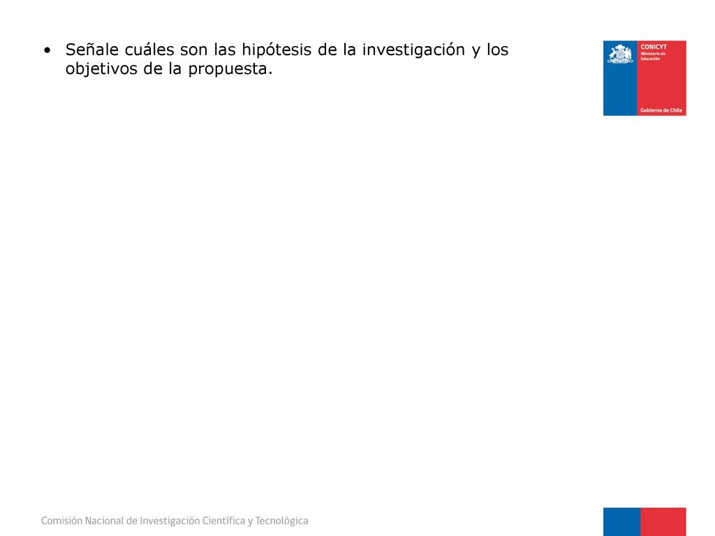 Señale cuáles son las hipótesis de la investigación y los objetivos de la propuesta.