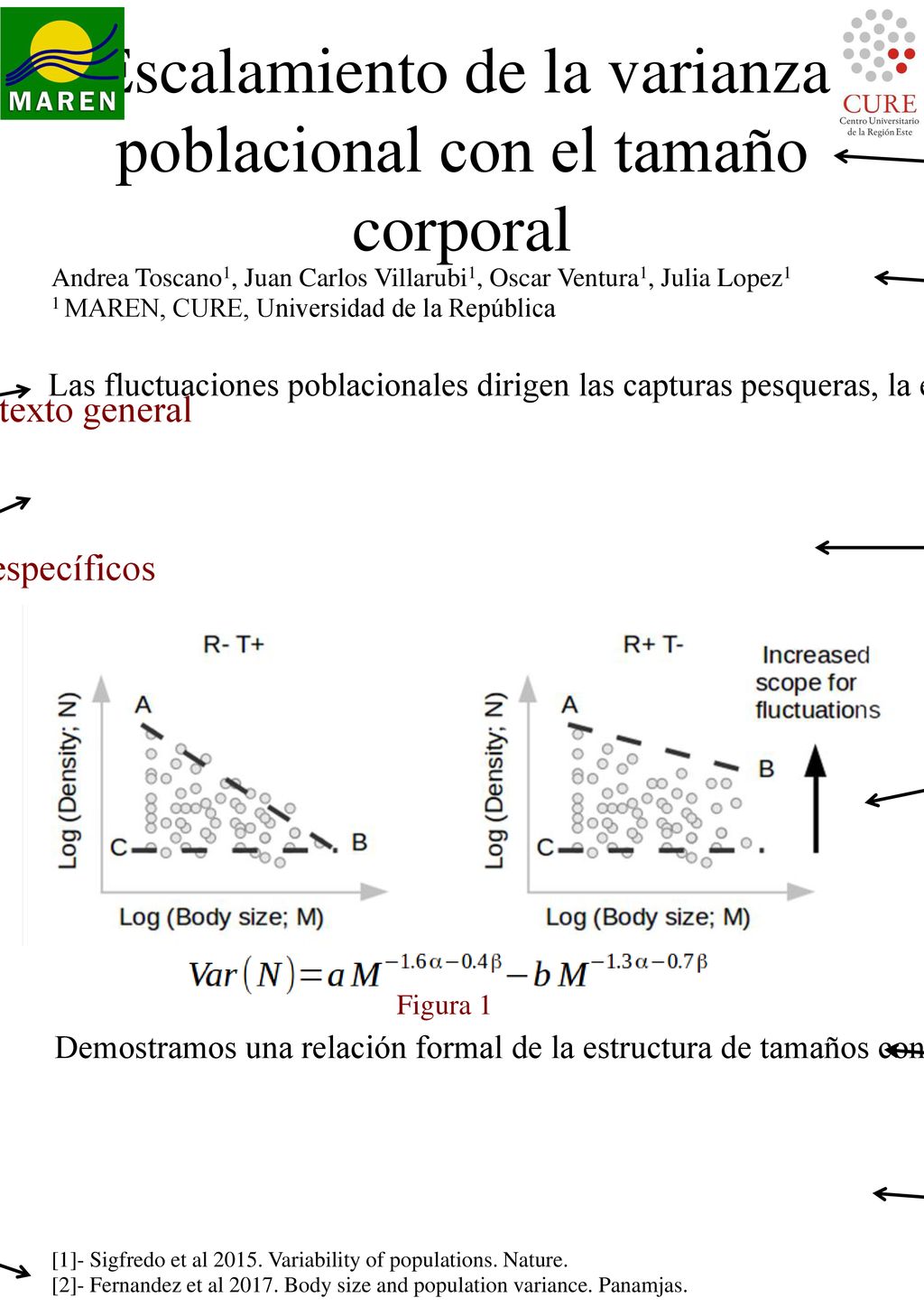 Escalamiento de la varianza poblacional con el tamaño corporal