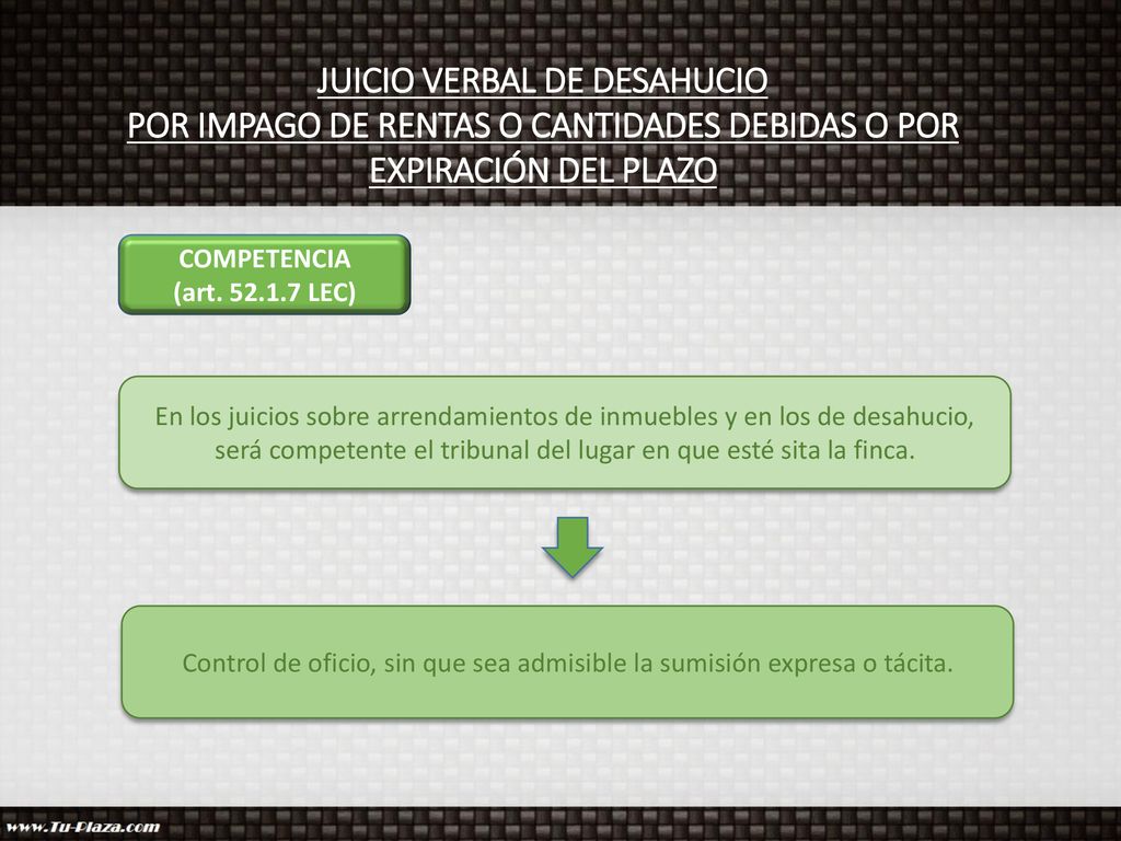 Control de oficio, sin que sea admisible la sumisión expresa o tácita.
