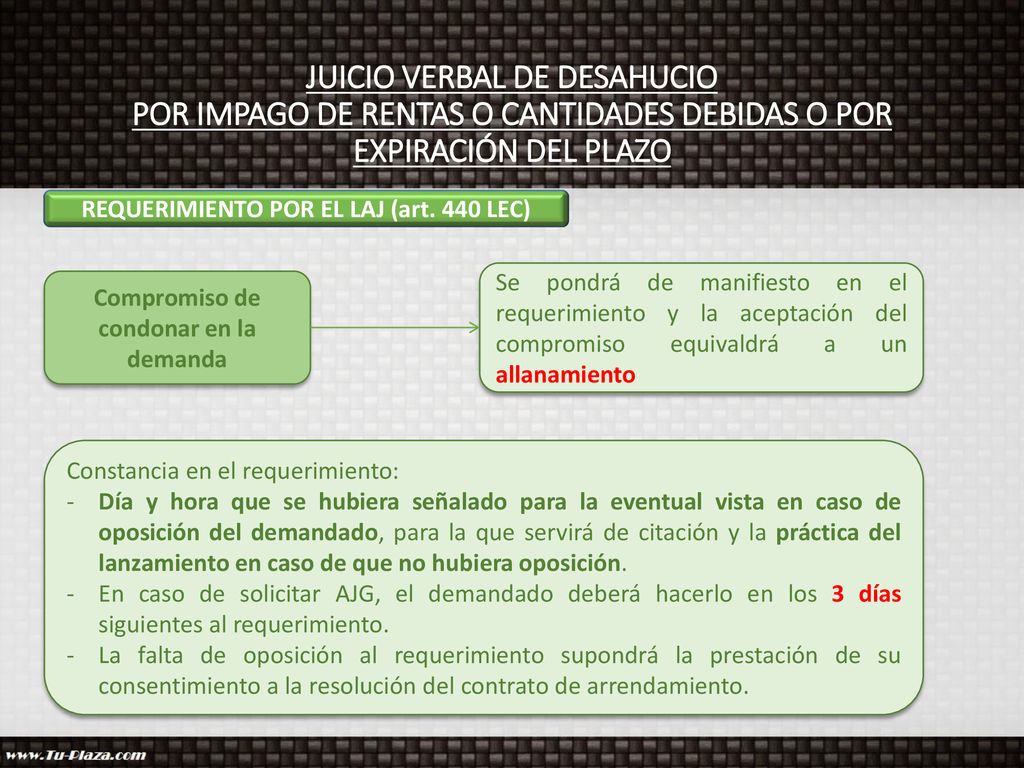 JUICIO VERBAL DE DESAHUCIO POR IMPAGO DE RENTAS O CANTIDADES DEBIDAS O POR EXPIRACIÓN DEL PLAZO